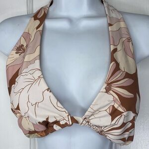 Cupshe Floral Bikini Top in Cream and Brown